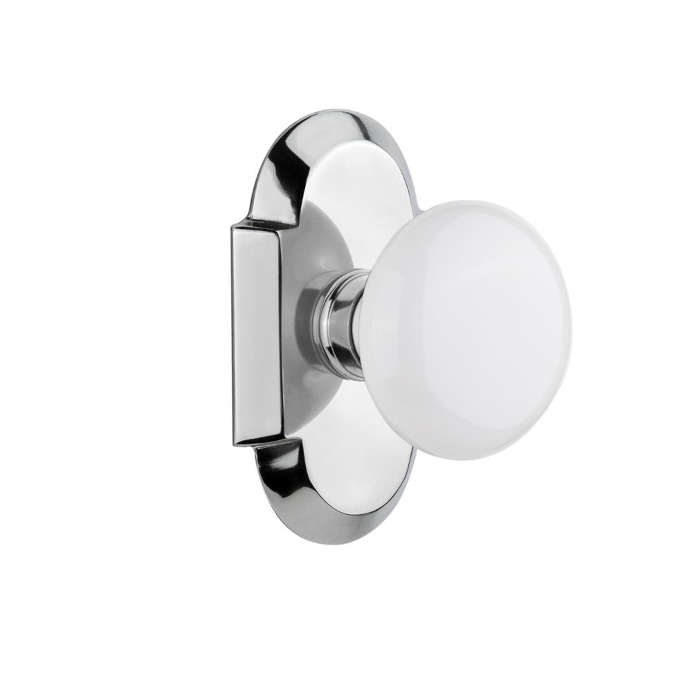 Nostalgic Warehouse COTWHI Privacy Knob Cottage Plate with White Porcelain Knob in Bright Chrome